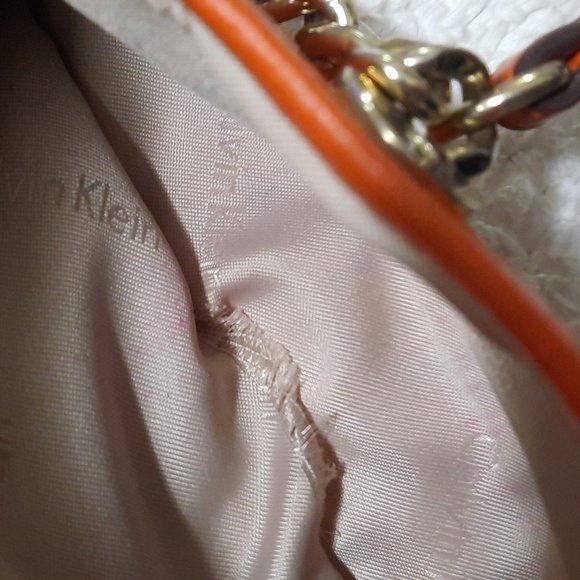 Calvin Klein Orange Leather Chain Bag - Picture 9 of 10
